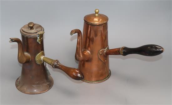 Two 18th century copper tavern coffee pots